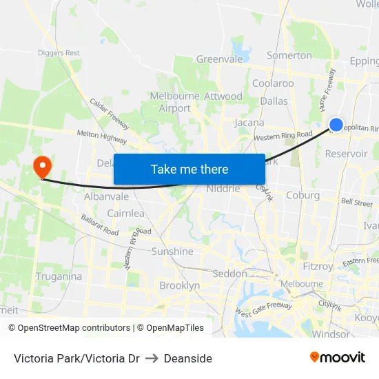 Victoria Park/Victoria Dr to Deanside map