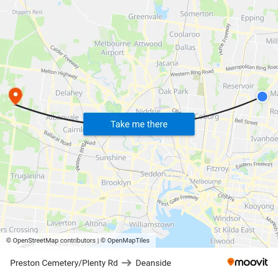 Preston Cemetery/Plenty Rd to Deanside map