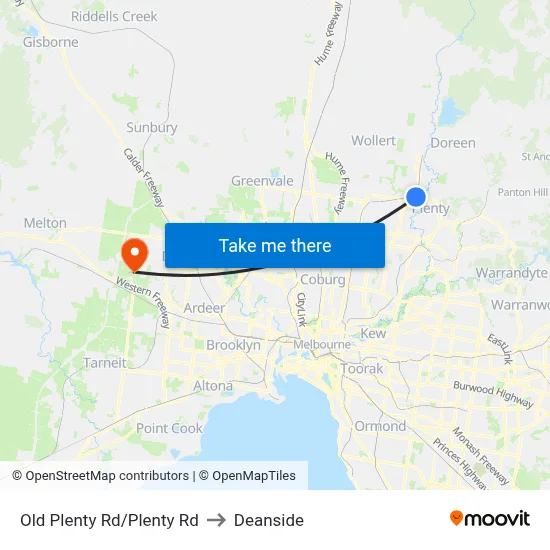 Old Plenty Rd/Plenty Rd to Deanside map