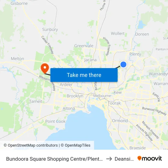 Bundoora Square Shopping Centre/Plenty Rd to Deanside map