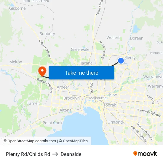 Plenty Rd/Childs Rd to Deanside map