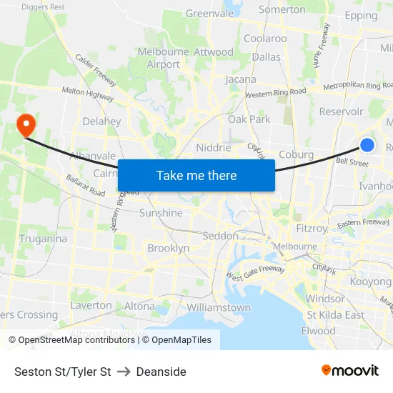 Seston St/Tyler St to Deanside map