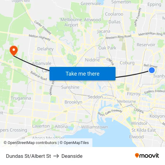 Dundas St/Albert St to Deanside map