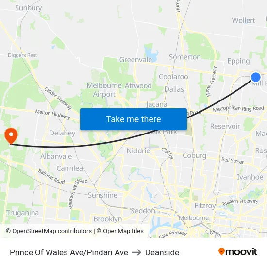 Prince Of Wales Ave/Pindari Ave to Deanside map