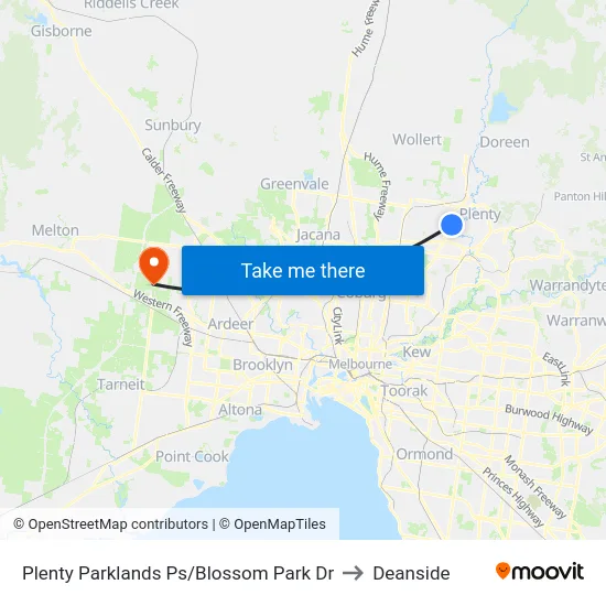 Plenty Parklands Ps/Blossom Park Dr to Deanside map