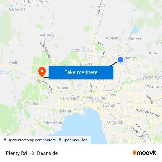 Plenty Rd to Deanside map