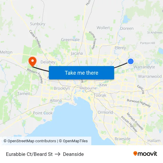 Eurabbie Ct/Beard St to Deanside map