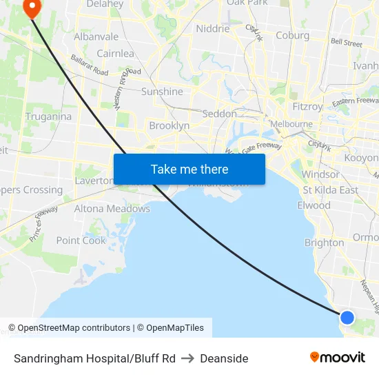 Sandringham Hospital/Bluff Rd to Deanside map