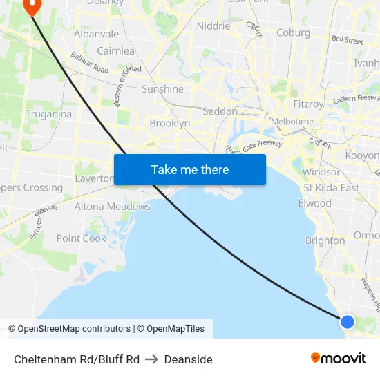 Cheltenham Rd/Bluff Rd to Deanside map