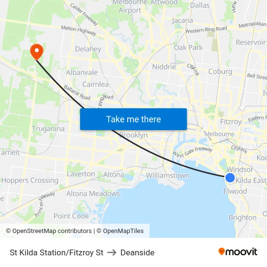 St Kilda Station/Fitzroy St to Deanside map