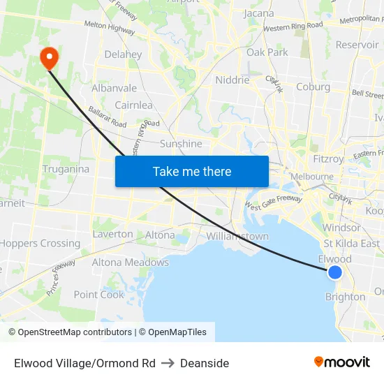 Elwood Village/Ormond Rd to Deanside map