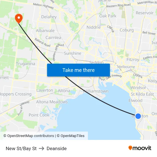 New St/Bay St to Deanside map