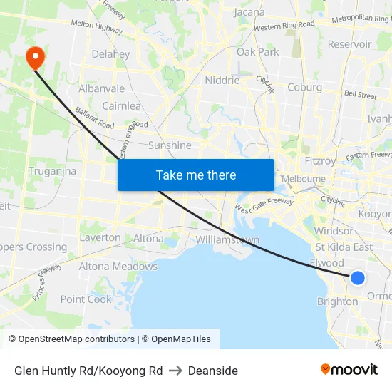 Glen Huntly Rd/Kooyong Rd to Deanside map