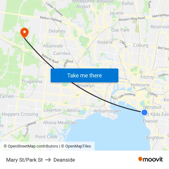 Mary St/Park St to Deanside map
