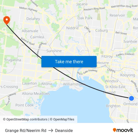 Grange Rd/Neerim Rd to Deanside map