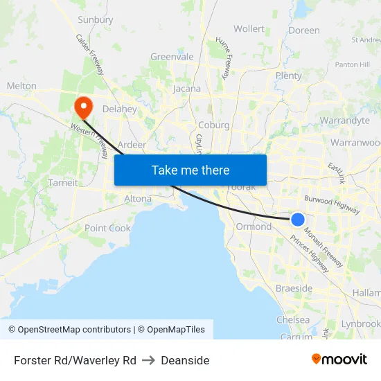 Forster Rd/Waverley Rd to Deanside map