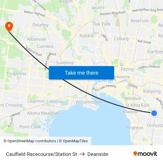 Caulfield Racecourse/Station St to Deanside map