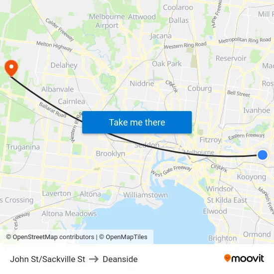 John St/Sackville St to Deanside map