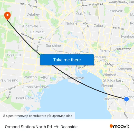 Ormond Station/North Rd to Deanside map
