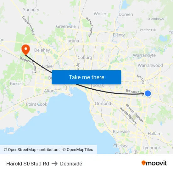 Harold St/Stud Rd to Deanside map