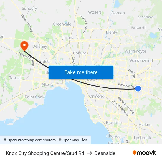 Knox City Shopping Centre/Stud Rd to Deanside map