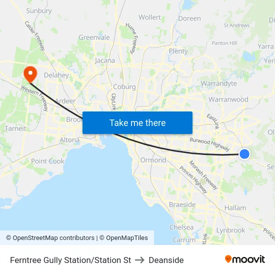 Ferntree Gully Station/Station St to Deanside map