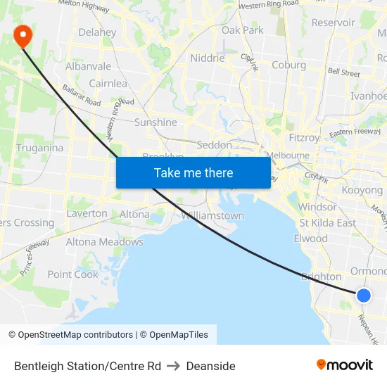 Bentleigh Station/Centre Rd to Deanside map