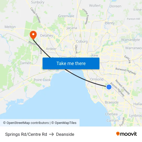 Springs Rd/Centre Rd to Deanside map