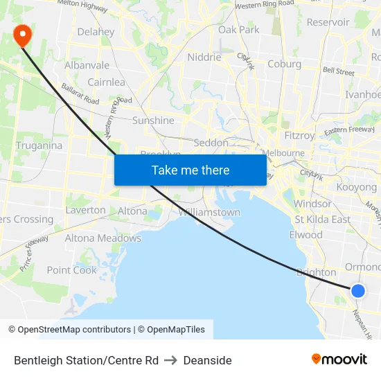 Bentleigh Station/Centre Rd to Deanside map