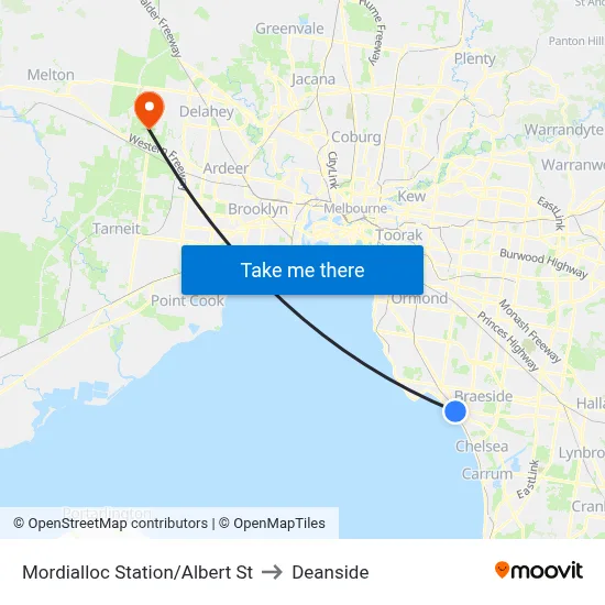 Mordialloc Station/Albert St to Deanside map