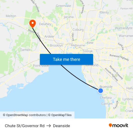 Chute St/Governor Rd to Deanside map