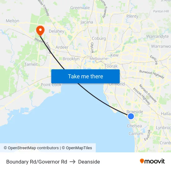 Boundary Rd/Governor Rd to Deanside map