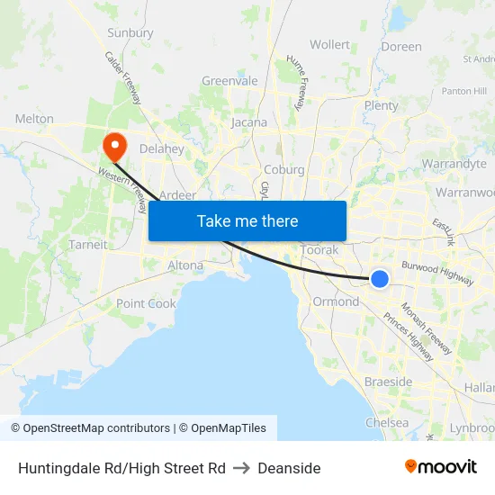 Huntingdale Rd/High Street Rd to Deanside map