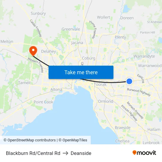 Blackburn Rd/Central Rd to Deanside map