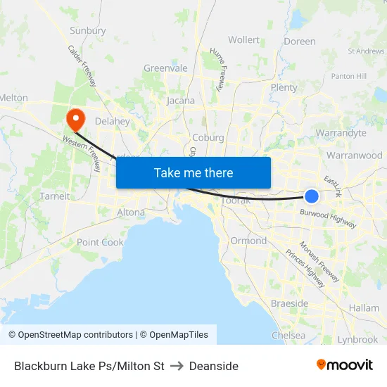 Blackburn Lake Ps/Milton St to Deanside map