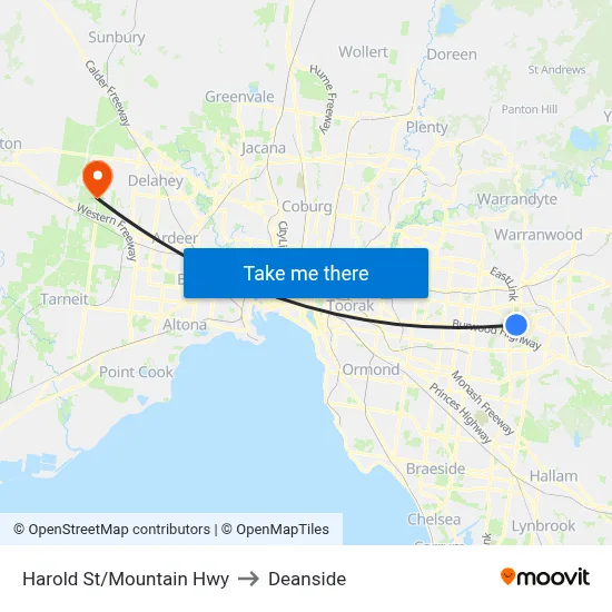Harold St/Mountain Hwy to Deanside map