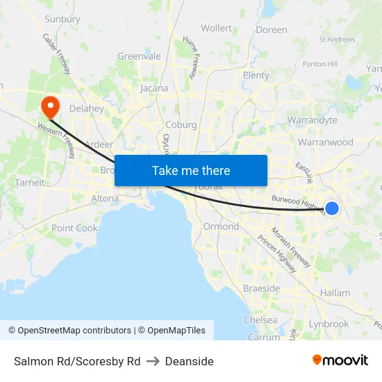 Salmon Rd/Scoresby Rd to Deanside map