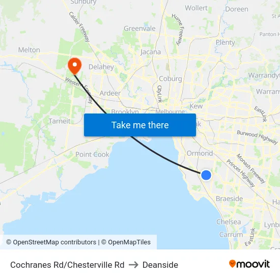 Cochranes Rd/Chesterville Rd to Deanside map