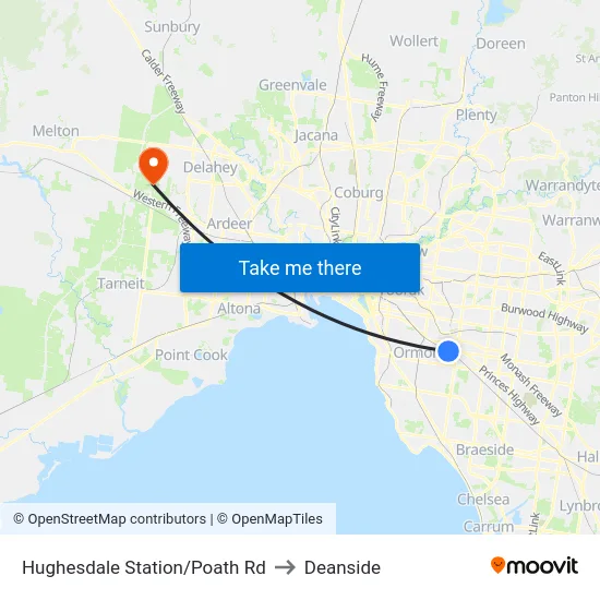 Hughesdale Station/Poath Rd to Deanside map