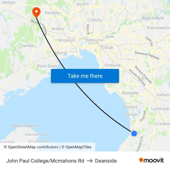John Paul College/Mcmahons Rd to Deanside map