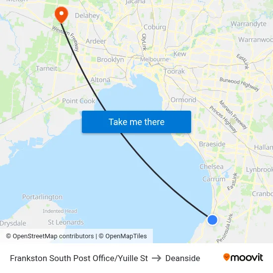 Frankston South Post Office/Yuille St to Deanside map