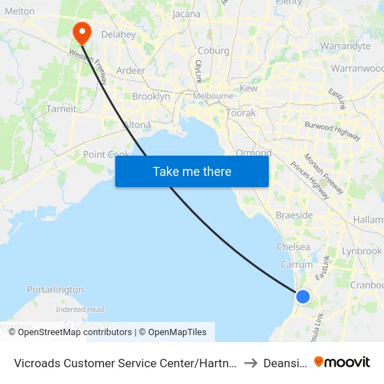 Vicroads Customer Service Center/Hartnett Dr to Deanside map