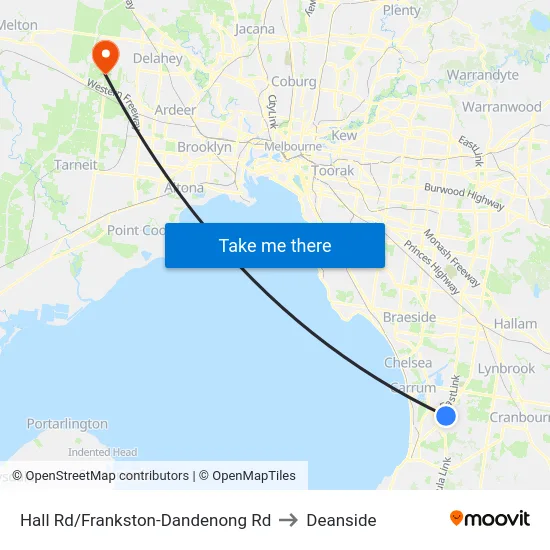 Hall Rd/Frankston-Dandenong Rd to Deanside map