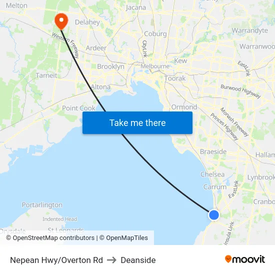 Nepean Hwy/Overton Rd to Deanside map