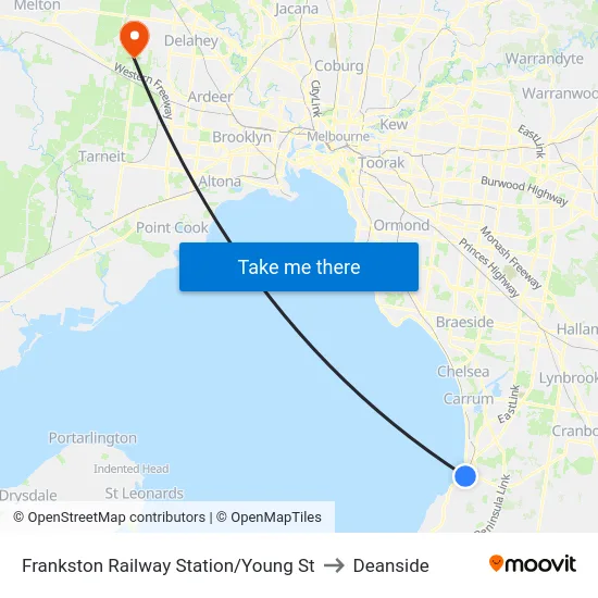 Frankston Railway Station/Young St to Deanside map