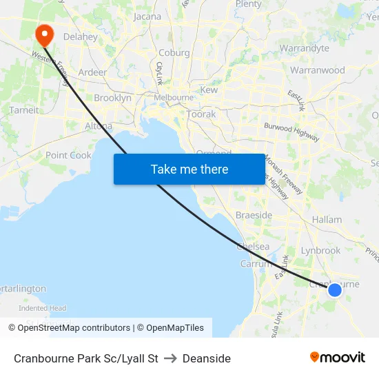 Cranbourne Park Sc/Lyall St to Deanside map