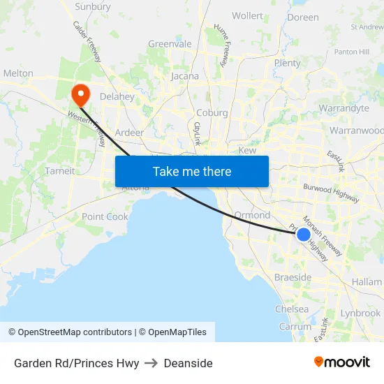 Garden Rd/Princes Hwy to Deanside map