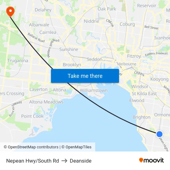 Nepean Hwy/South Rd to Deanside map
