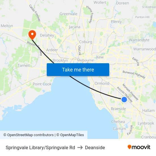Springvale Library/Springvale Rd to Deanside map