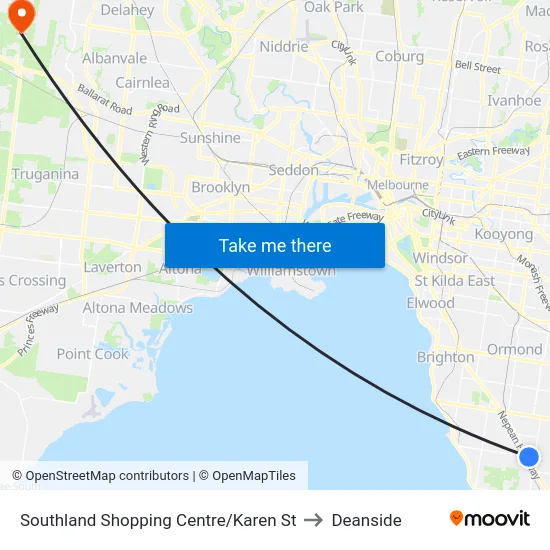 Southland Shopping Centre/Karen St to Deanside map